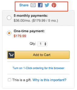 Amazon share buttons