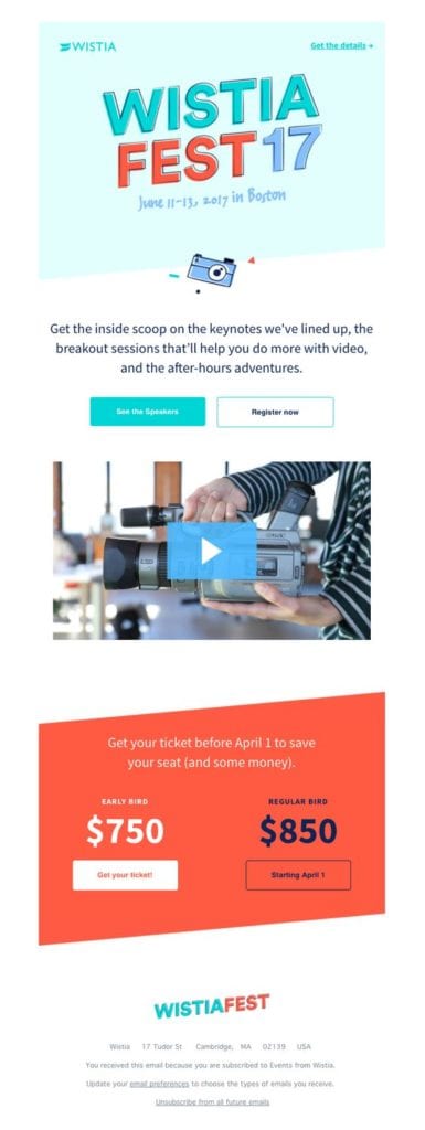 WistiaFest event email