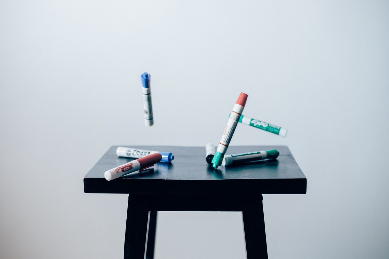 Pens on a table